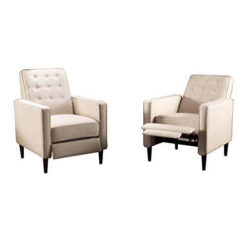 GDFStudio Marston Mid Century Modern Fabric Recliner (Set of 2) (Cream