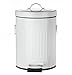 AMG and Enchante Accessories, Round Waste Bin, 5L Garbage Trash Can with Step Foot Pedal, WB07W WHT, Glossy White
