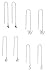 Threader Dangle Earrings, Silver Tone Stainless Steel 4 Pack - Leaf, Butterfly, Clover, Moon