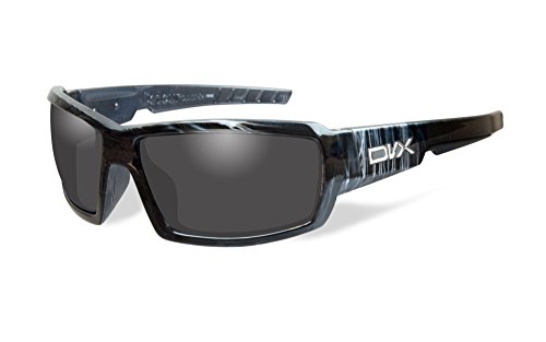 DVX by Wiley X -DETOUR- SUN & SAFETY GLASSES- GREY LENSES/BLACK & WHITE STREAK FRAME