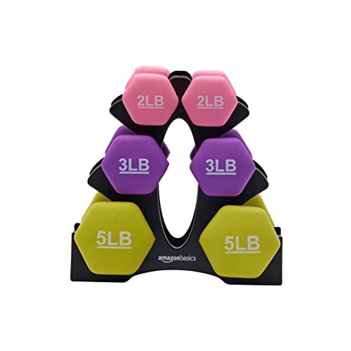 Amazon Basics Neoprene Hexagon Workout Dumbbell ColorCoded Hand Weight