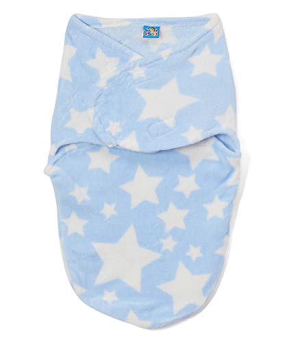 Sweet & Soft Baby Boys & Girls Micro Fleece Sleep Swaddler (Blue Stars)