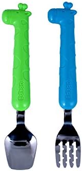 Baby Spoon and Fork Sets with a Portable Box (Baby(1.2X5.5), Giraffe Green/Blue)