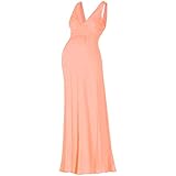 Beachcoco Women's Maternity Sleeveless V Neck Maxi Dress (XL, Peach)