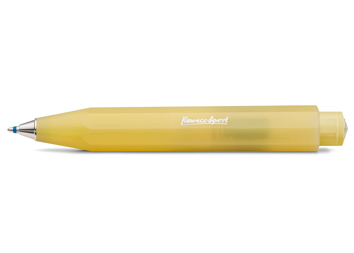 Kaweco FROSTED SPORT Ball Pen Sweet Banana I Retractable Ballpoint Pen in Summery Design with Standard D1 Refills I Exclusive Biro 10.5 cm