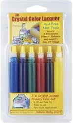 Sakura Hobby Craft - 3-D Crystal Lacquer 6 Pack Color Set-Primary