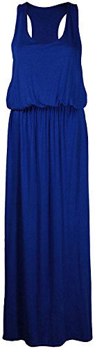 Womens Fashionable Racer Back Balloon Maxi Dress_Royal Blue_24/26