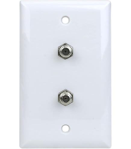 Premier Electrical Products DOUBLE-TV-PLATE-WH - Double TV Coax Wall Plate With Two F-Connectors, White