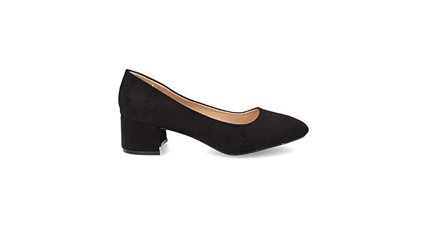 Zapato Salon Mujer de Punta Redonda Elegante con Tacon Bajo Primavera  Verano 2019. Talla 36 Negro : Amazon.es: Zapatos y complementos