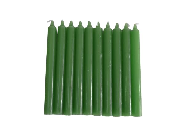 Pack of 10 Colourful Non DRIP Dinner Candles for Less Price - AVILABLE in Purple, Green,Blue,Pink, Orange,White and RED (Green.)