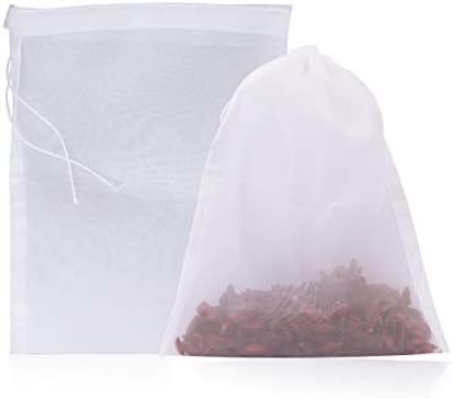 Aprince 6 Pack Nylon Filter Bags Mesh Media Filter Bag High Flow Mesh Filter with Drawstring Activated Carbon Filter Bag Reusable Fresh Tank Filter Bag Mesh Filter Bags for Coffee,Water Dispenser,Oil