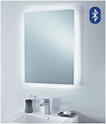 Bluetooth LED Designer Infra-Red Bathroom Mirror (Built in Shaver Socket, Play Music via Bluetooth) - 550mm (w) x 750mm (h)