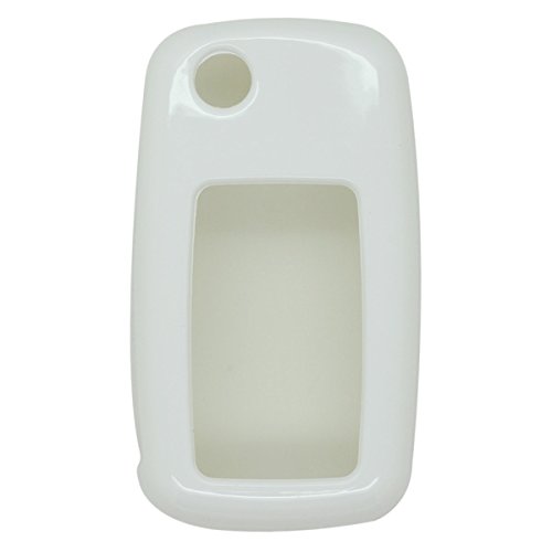 BROVACS Paint PVC Colour Shell Cover ABS Hard Case Holder Compatible with Classic VOLKSWAGEN Jetta Passat Golf Tiguan Touareg SKODA SEAT Flip Remote Key Fob SV0800 White