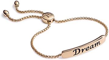Sasha Liv Yellow Gold Plated Plated Giselle Speak "Dream" Chain Inspirational Bracelet