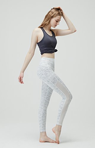 Tesla TM-FYP56-SDW_Large Yoga Mesh Long Pants High Tummy Control Waist w Hidden Pocket FYP56