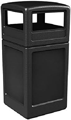 Commercial Zone Square Waste Container with Dome Lid Polyethylene 42 gal Black