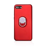BlackBerry KEY2 LE Case, Rotating Ring [ 360°Kickstand ] Soft Slim TPU [ Ultra-Thin ] Protection Cases Cover Compatible [Magnetic Car Mount] BlackBerry KEY2 LE (Red-1)