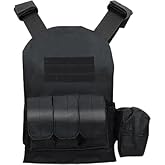 Xximuim Kids Tactical Vest,Adjustable Training Protective Outdoor Vest Youth Army Costume for Playing Game CS (Black)