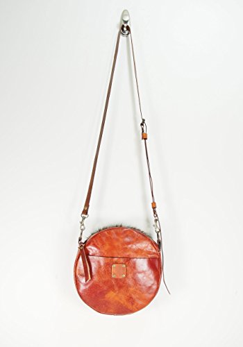 Leather Crossbody Round Cowhide Canteen Purse