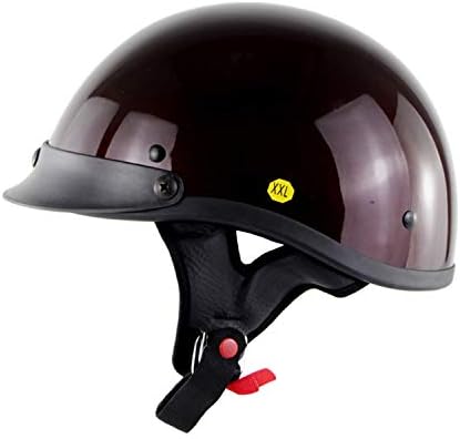 WeeLion Open face Motorcycle Helmet - Retro Half Helmet Cruiser Motorcycle Men and Women Harley Helmet DOT Certification - ATV/Electric car/Bicycle (S,M, L, XL) Wine red,L