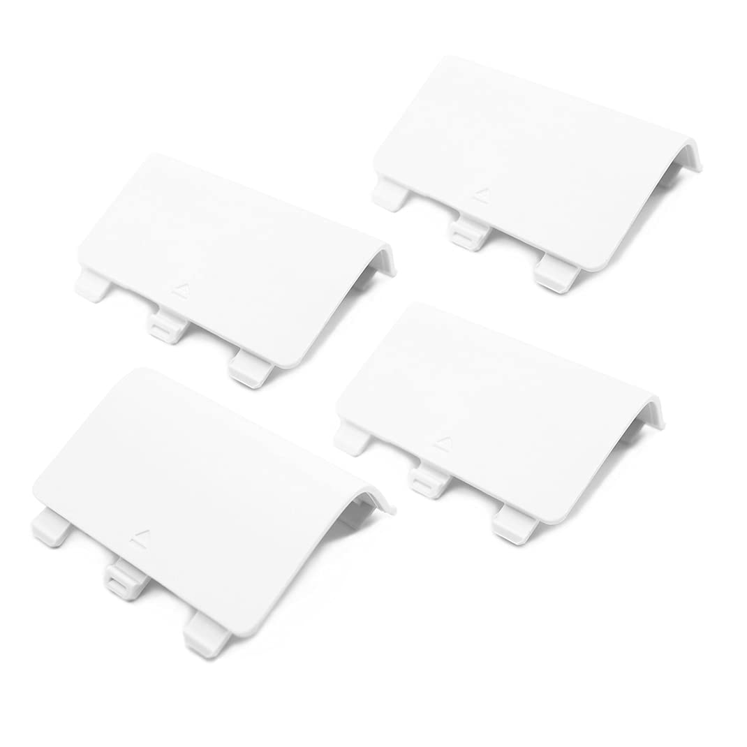 KELIFANG Replacement Battery Cover Door Compatible with Xbox One, One S, One X Controller, Battery Back Shell Repair Part Compatible with Xbox Wireless Controller (4 Pack, White)