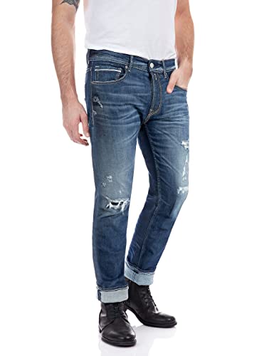 REPLAY Jeans Uomo Grover Straight Fit Elasticizzati, Blu (Medium Blue 009), W27 x L32