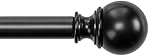 AmazonBasics Curtain Rod with Round Finials, 36" to 72", Black