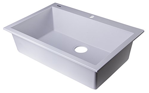 ALFI brand AB3020DI-W Drop-In Single Bowl Granite Composite Kitchen Sink, 30", White - Thumbnail 7