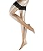 Falke Women's Lunelle 08 Peacock Stay up Thigh High Stocking, Powder/Black, Large/10.5-11