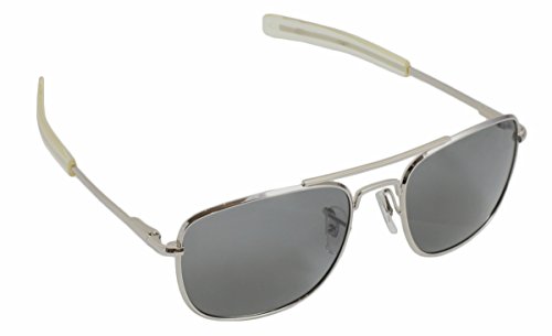 HUMVEE HMV-52B-SILVR Polarized Bayonette Style Military Sunglasses with Gray Lenses and Chrome Silver Frame, 52mm