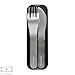 monbento - MB Pocket Black case - Stainless steel cutlery set for lunch box - 3 Pieces fork knife spoon - Flatware set ideal for work travel school