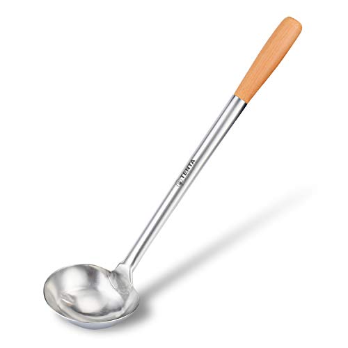 Tenta Kitchen Stainless Steel Long Pot Soup Spoon Ladle Professional Large Serving Ladle Chef Spoon Gravy Shovel Ladle School Canteen Hotel Kitchen Restaurant