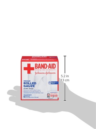BAND-AID BRAND OF FIRST AID PRODUCTS FLEXIBLE ROLLED GAUZE DRESSING FOR MINOR WOUND CARE, SOFT PADDING AND INSTANT ABSORPTION, 3 INCHES BY 2.1 YARDS, VALUE PACK 5 CT