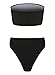 Ybenlow Women's 2 Piece Solid Bandeau Swimsuit Top Bottom Set,Black,Small