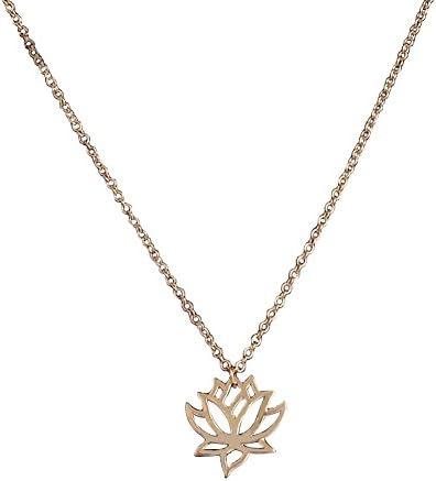 Nikgic Women's Jewelry Exquisite Hollow Lotus Pendant Necklace for Women Girls size 45+5CM (Gold)