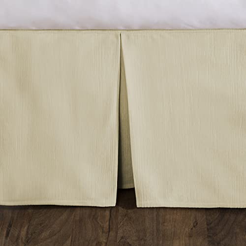 Tailored Velvet Bed Skirt with Split Corner 21 inch DropQueen , Cream