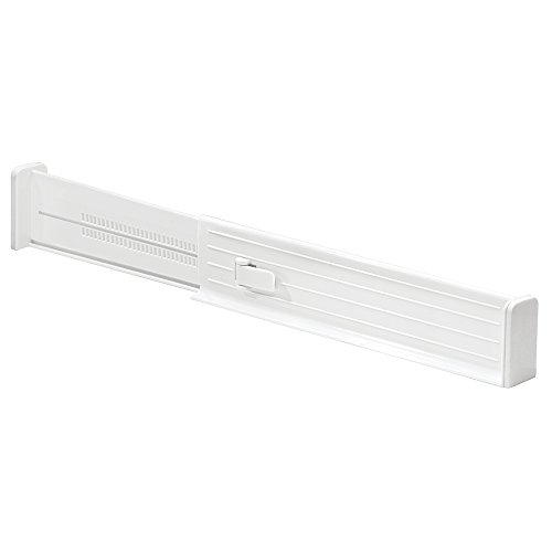 mDesign Adjustable, Expandable Drawer Organizer/Divider - Foam Ends, Strong Secure Hold, Locks in Place - for Bedroom, Bathroom, Closet, Office, Kitchen Drawer Storage - 2.5" - Pack of 4, White