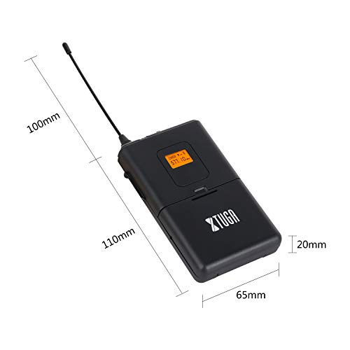 XTUGA A400 Metal receiver 4-Channel UHF Wireless Microphone System with 4 Bodypack for Stage Church Use for Family Party, Church, Small Karaoke Night (Frequency B)