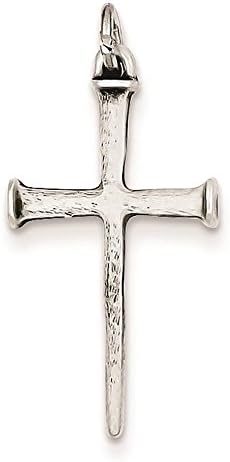 925 Sterling Silver Antique Nail Cross Charm Pendant