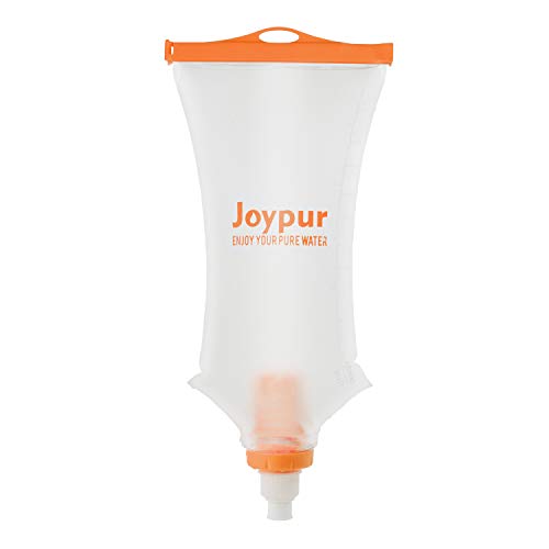 joypur Portable Water Filter Camping 2-Stage Integrated Collapsible Filtered Water Bottle for Endurance Sports, Hiking and Backpacking, 2.0L Orange