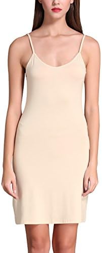 Mini Bodycon Dress,FULVM Women Full Slips Cotton Blend V Neck Straight Dress Nightwear Oyster Large
