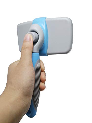 LALPCQXS 3PCS Pet Self Cleaning Slicker Brush and Pet Nail Clipper with Safety Guard, Pet Grooming Shedding Tool for Dog and Cat, Gently Removes Tangled Hair, Blue