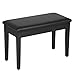 Yaheetech Duet Wooden Piano Bench Stool with Padded Leather Cushion Deluxe Comfort and Storage for Music Books Sheet Black