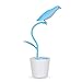 LED Desk Lamp,WONFAST Cute Free Bird Eye-Care Mini USB Rechargeable LED Desk Lights Dimmable Flexible Neck with Sapling Pencil Container Design Touch-sensitive Table Lamp for Work Study Office ( Blue)