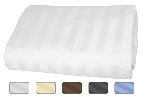 American Pillowcase 100% Egyptian Cotton Luxury Striped 540 Thread Count Fitted Sheet with Wrinkle Guard - King, White