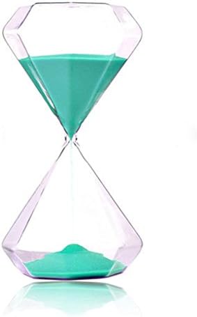 FLY SPRAY Hourglass Blue Diamond Shape Sandglass Sand Clock Timer 5mins for Kids School Kitchen Games Office Home Decor (15 minutes, Light Green)