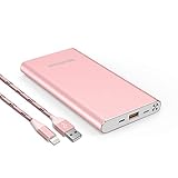 Portable Charger 10000mAh Cell Phone Power Bank External Battery Backup Pack BENANNA Dual Input Compatible with iPhone X XS Max XR 8 7 6 Plus Se Android Galaxy Note iPad LG - Rose Gold