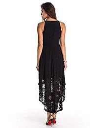 ANETTE Vestido de noche semiformal con cuello halter, de encaje floral, sin mangas, para dama de honor, cóctel