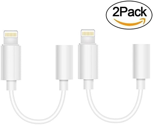 (2-PACK) iPhone 7/7 plus Adapter, Maserus lightning to 3.5mm headphone jack adapter cable for iPhone 7/7 Plus and more (iOS 10) (White accessories