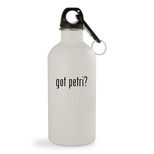 got petri? - 20oz White Sturdy Stainless Steel Water Bottle with Carabiner